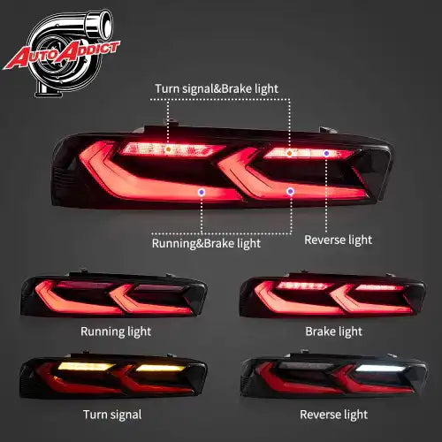 2016-18 Camaro Velox Sequential LED Taillights Gloss BLK/Red