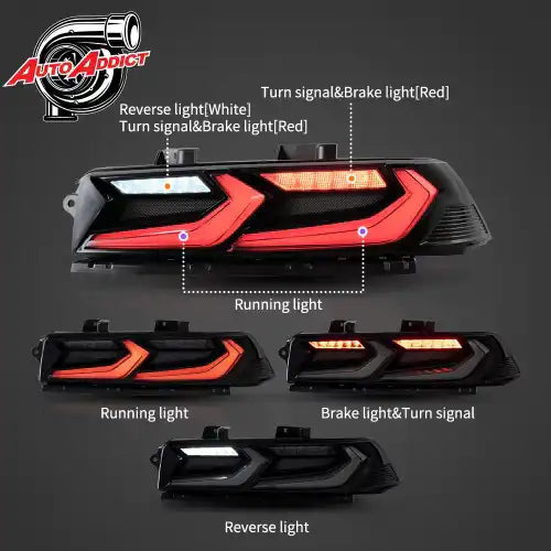 2014 15 Camaro Umbra LED Taillights Gloss BLK Smoke Lens EMP.Parts