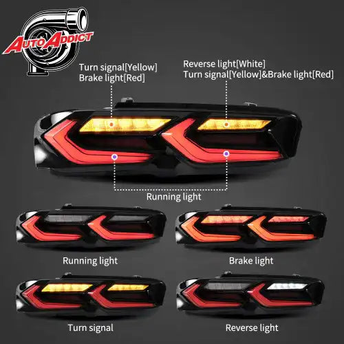 2019-23 Camaro Velox Sequential LED Taillights Gloss BLK/ Smoke